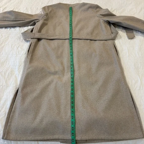 OAK + FORT Women’s Double Faced Belted Coat, Khaki, Size Medium - Picture 9 of 9